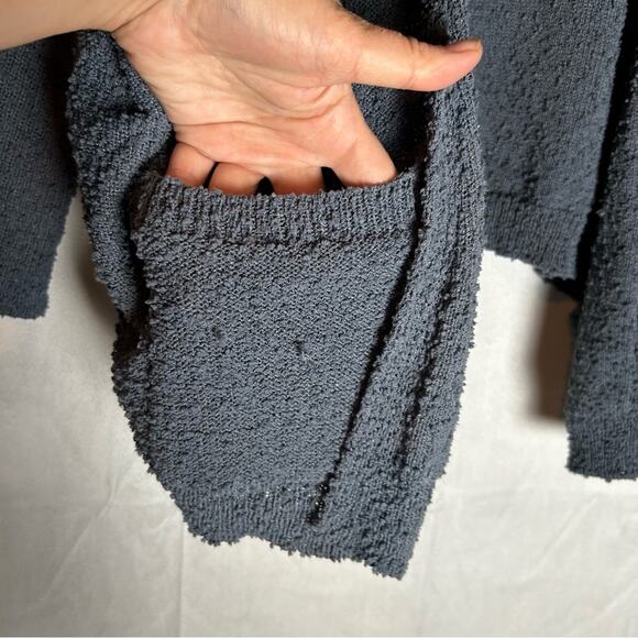 Evereve Navy Izzie Cardigan Nubby Open Front Long Sleeve Sweater Size Small - Picture 6 of 7